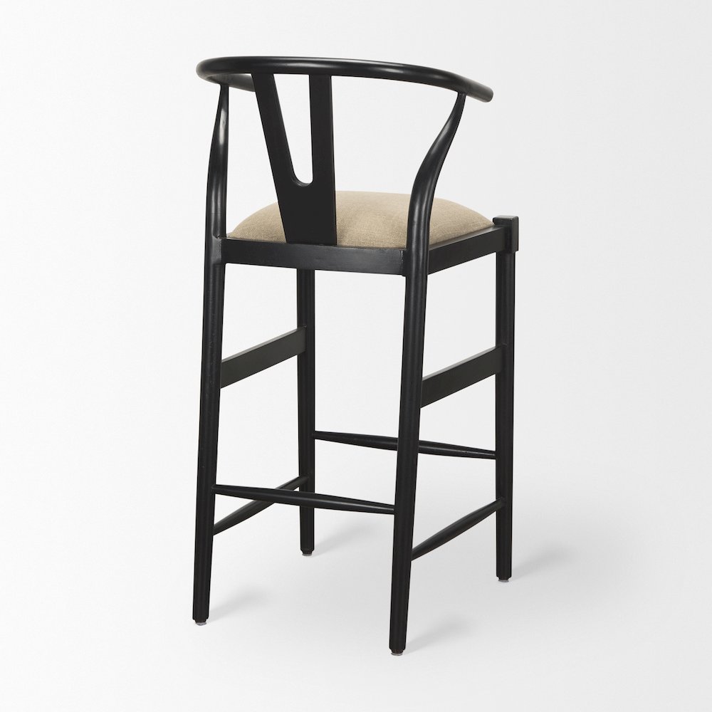 Trixie Black Wood Frame w/ Gray Upholstered Seat Bar Stool