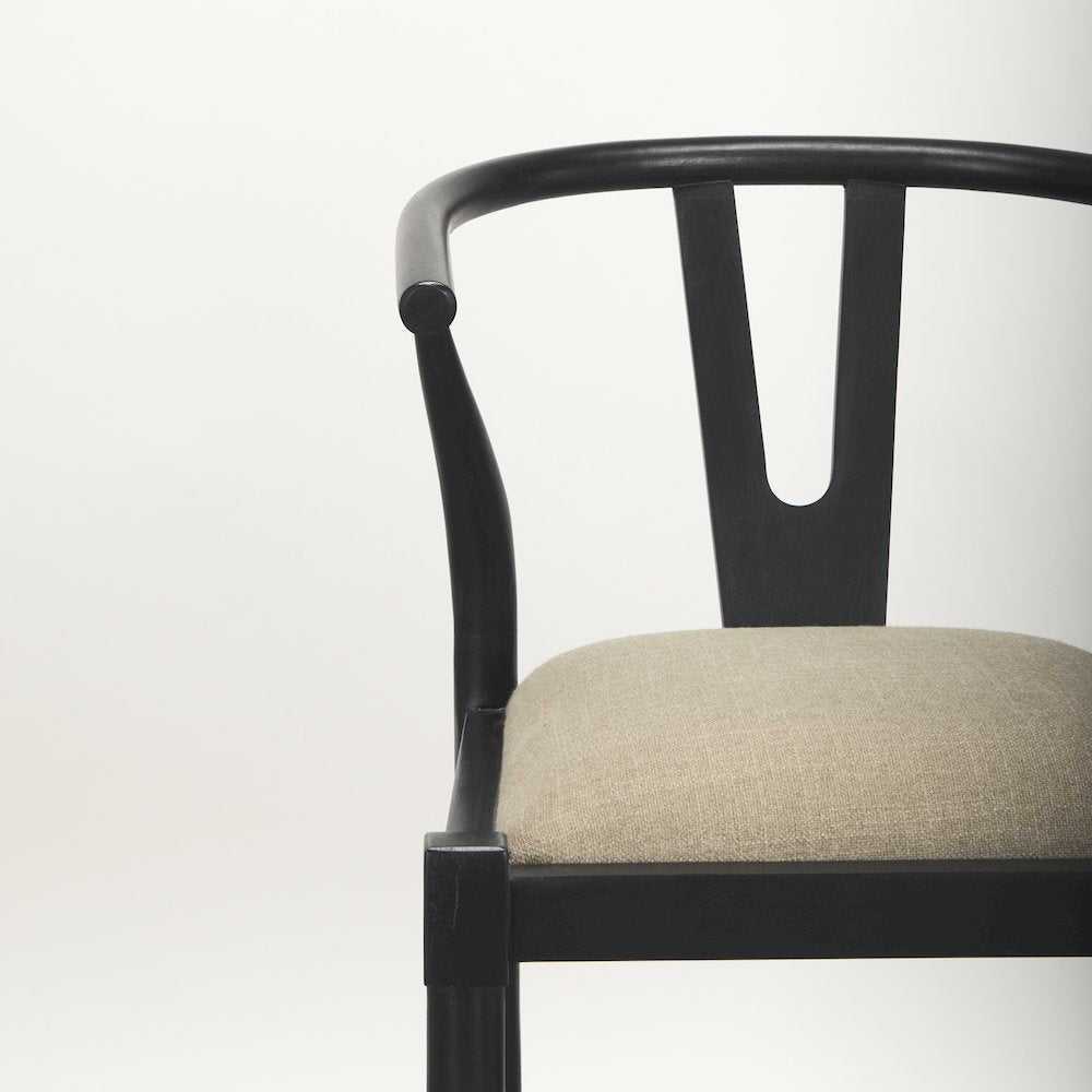 Trixie Black Wood Frame w/ Gray Upholstered Seat Bar Stool