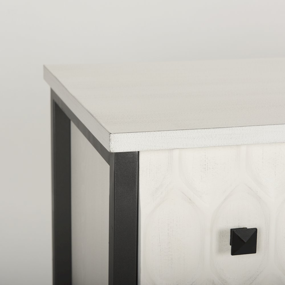 Savannah White Fir Veneer w/ Gray Metal 6-Drawer Sideboard