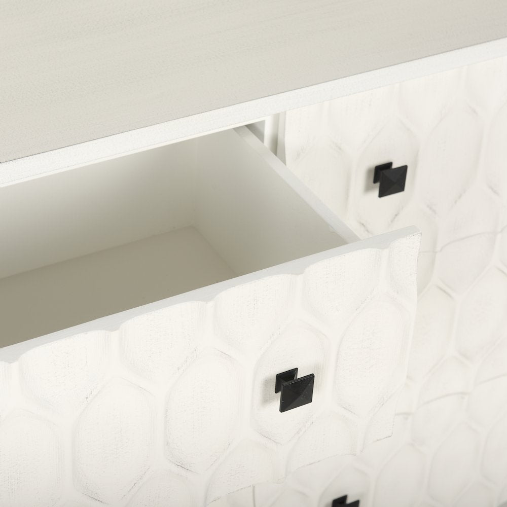 Savannah White Fir Veneer w/ Gray Metal 6-Drawer Sideboard