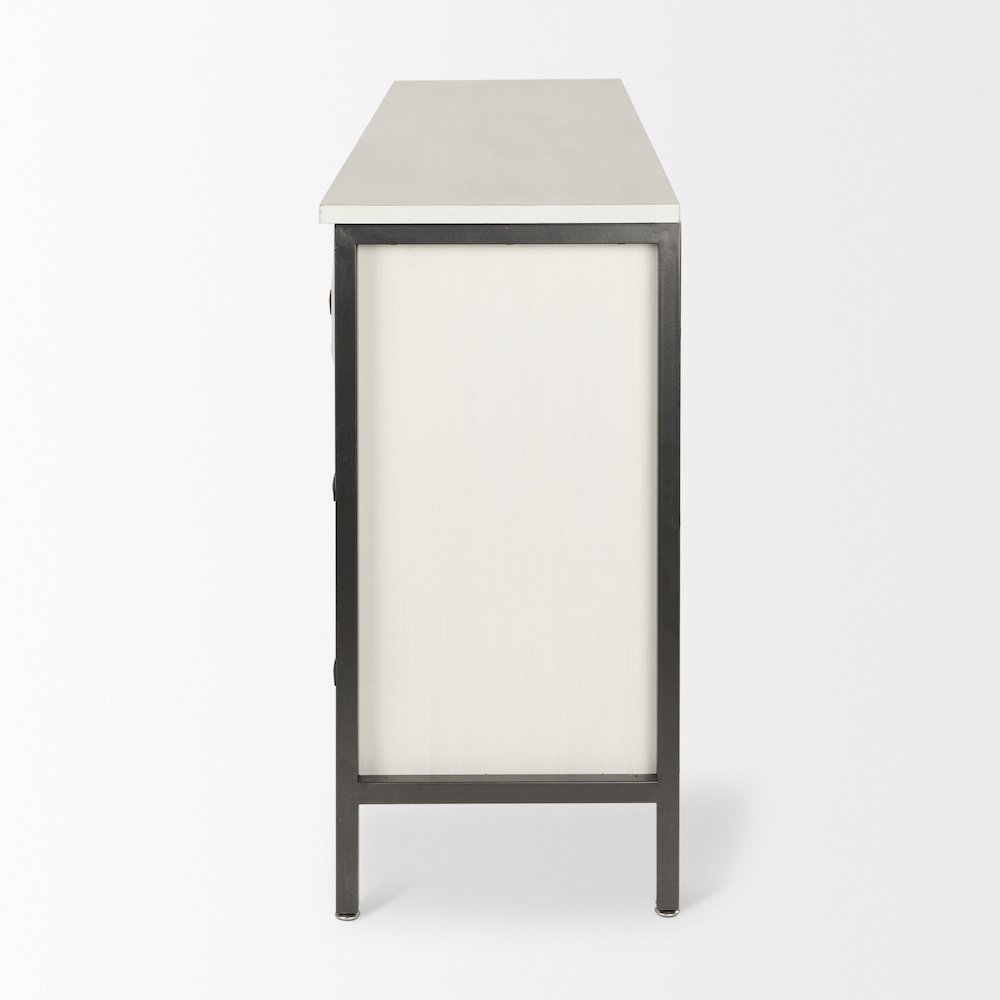 Savannah White Fir Veneer w/ Gray Metal 6-Drawer Sideboard