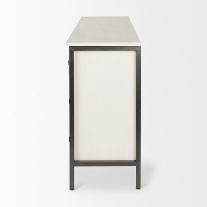 Savannah White Fir Veneer w/ Gray Metal 6-Drawer Sideboard