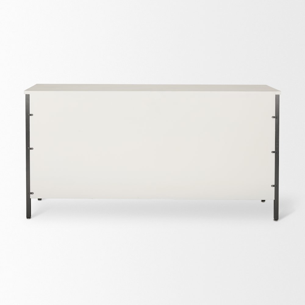 Savannah White Fir Veneer w/ Gray Metal 6-Drawer Sideboard