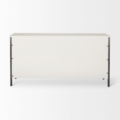 Savannah White Fir Veneer w/ Gray Metal 6-Drawer Sideboard