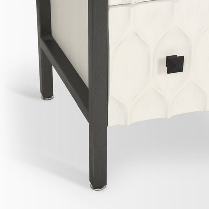 Savannah White Fir Veneer w/ Gray Metal 6-Drawer Sideboard
