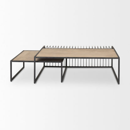 Miles Black Metal w/ Light Wood Nesting Coffee Table