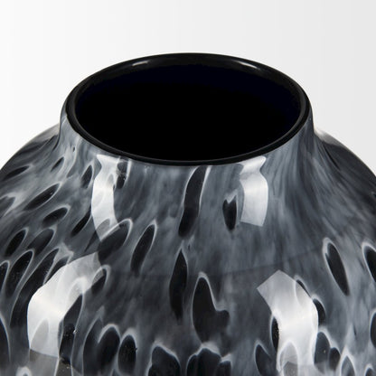 Masai Large Black Mottled Glass Vase