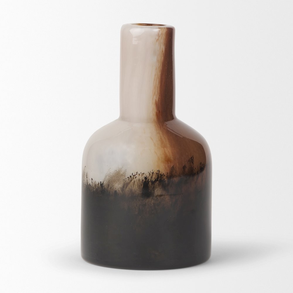 Marans Short Amber Multi-Color Glass Vase