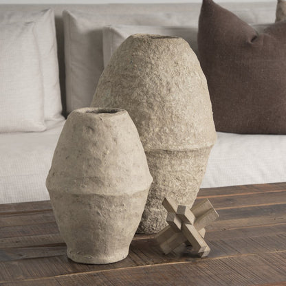 Rundal Large Beige Paper Mache Vase