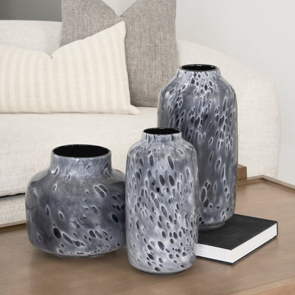 Masai Medium Black Mottled Glass Vase