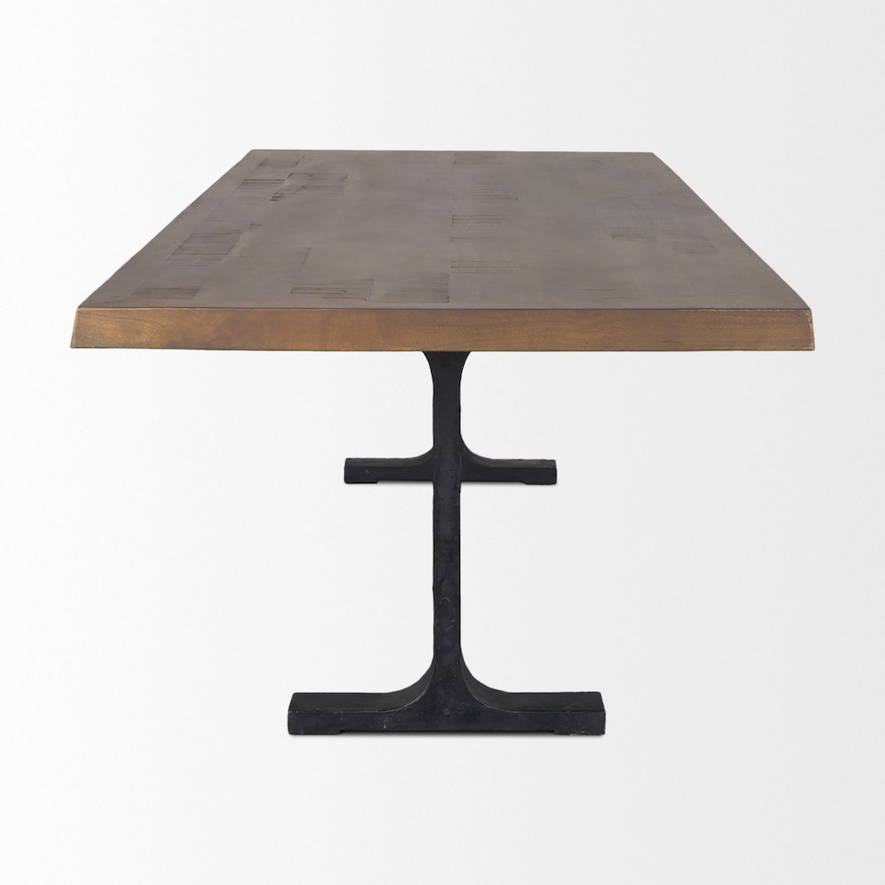 Araxi Rectangular Dark Brown Wood w/ Black Metal Base Dining Table