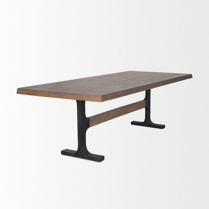 Araxi Rectangular Dark Brown Wood w/ Black Metal Base Dining Table