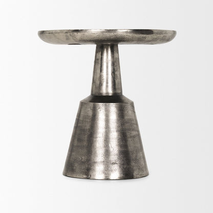Bobbi Textured Polished Nickel Cast Aluminum Metal Accent Table