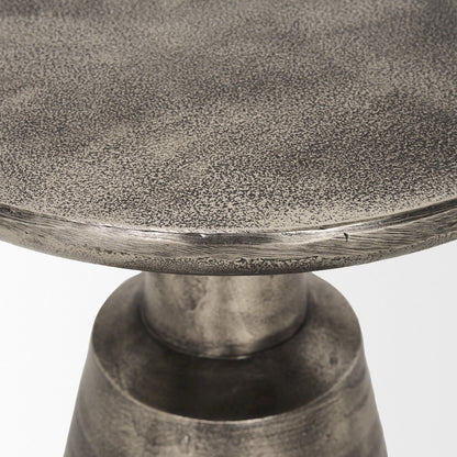 Bobbi Textured Polished Nickel Cast Aluminum Metal Accent Table