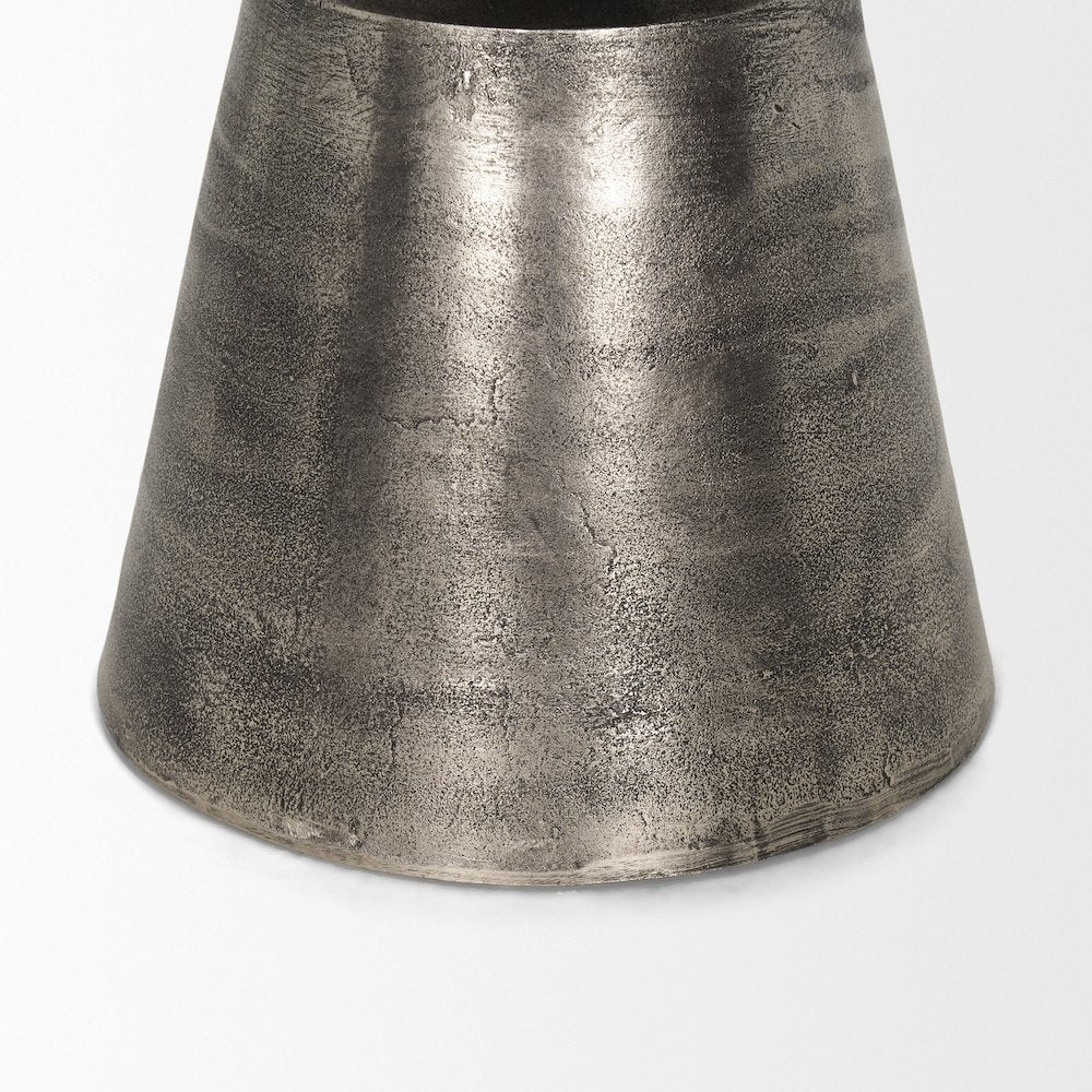 Bobbi Textured Polished Nickel Cast Aluminum Metal Accent Table