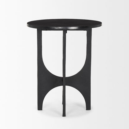 Sobi Textured Matte Black Round Metal Accent Table