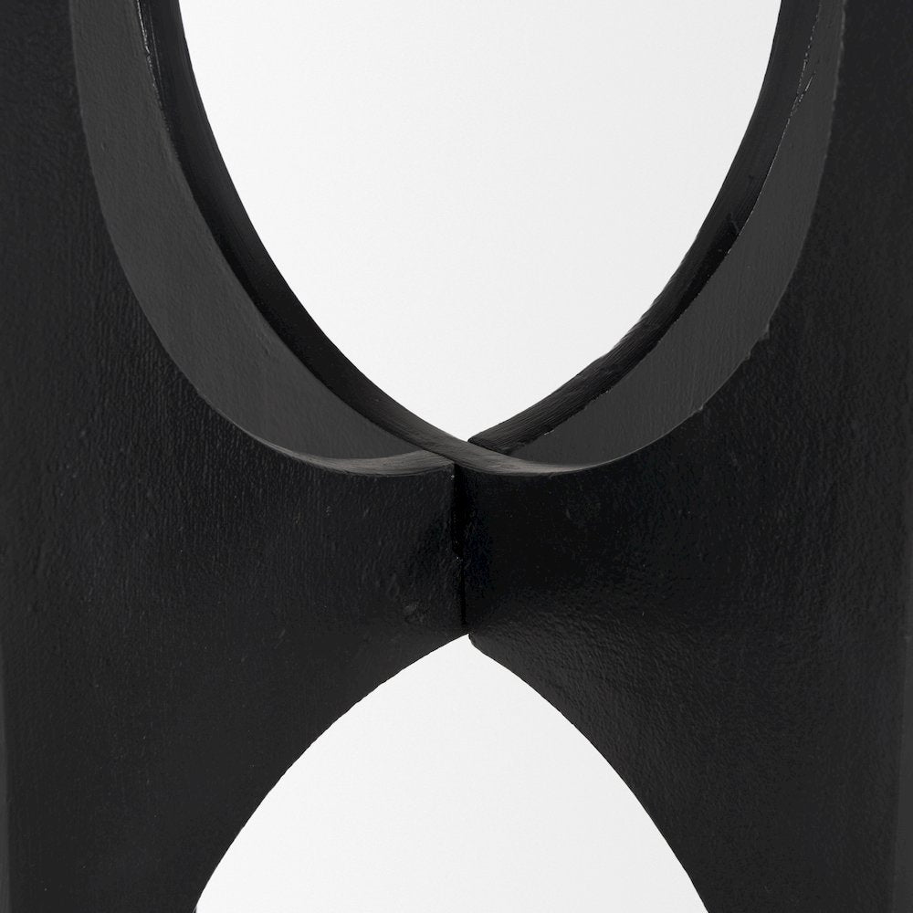Sobi Textured Matte Black Round Metal Accent Table