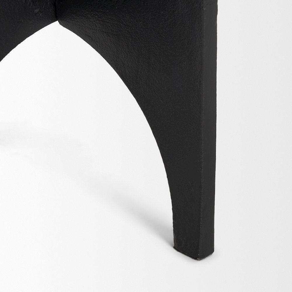 Sobi Textured Matte Black Round Metal Accent Table