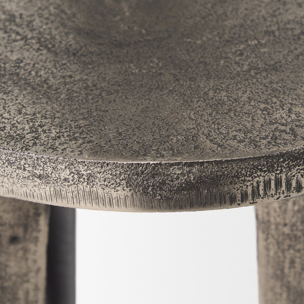Maggie Textured Silver Nickel Cast Aluminum Metal Accent Table