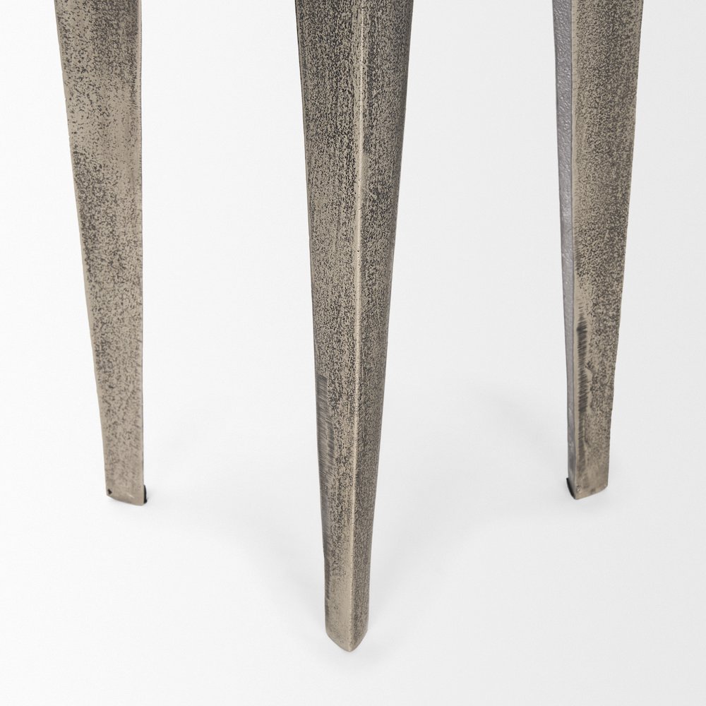 Maggie Textured Silver Nickel Cast Aluminum Metal Accent Table