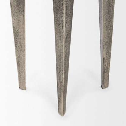 Maggie Textured Silver Nickel Cast Aluminum Metal Accent Table
