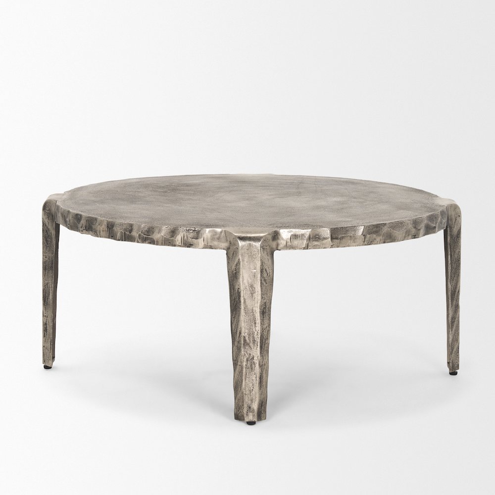Randy Silver Nickel Cast Aluminum Metal Coffee Table