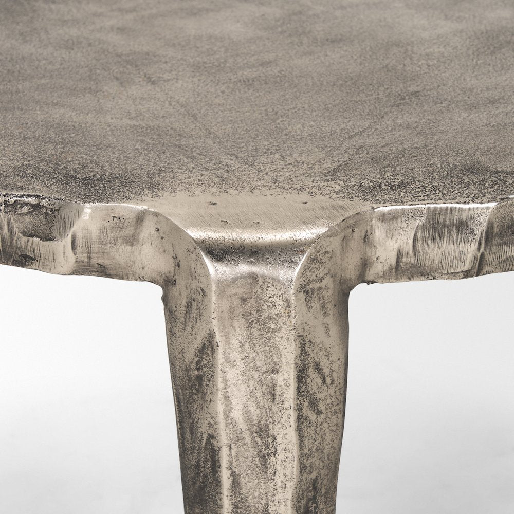 Randy Silver Nickel Cast Aluminum Metal Coffee Table