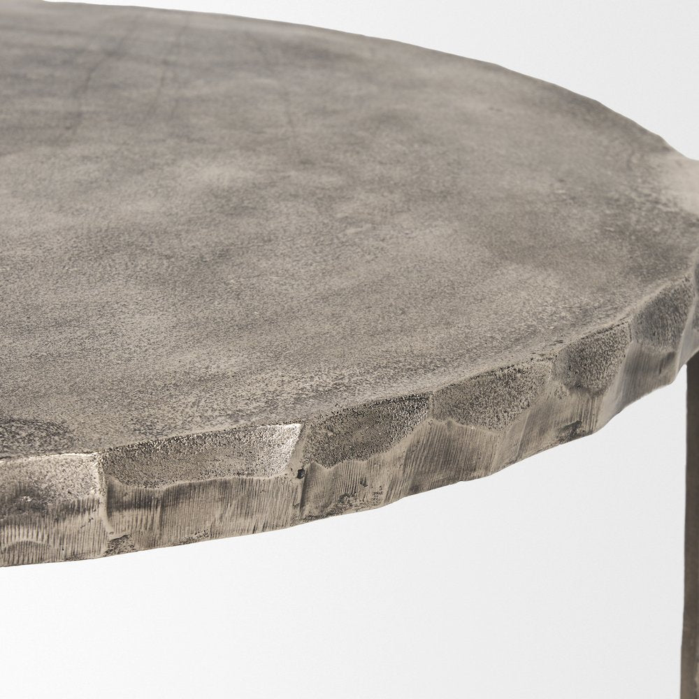 Randy Silver Nickel Cast Aluminum Metal Coffee Table