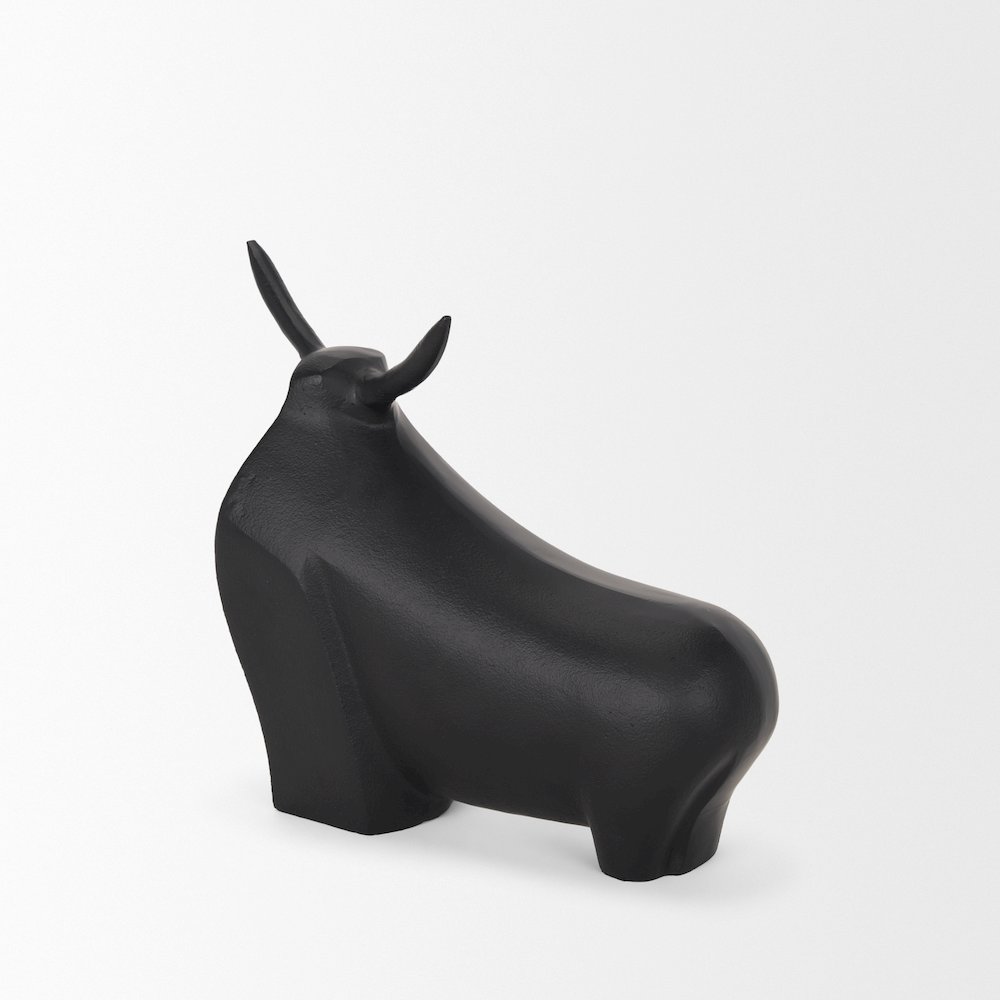Radu Large Matte Black Metal Bull Decorative Object