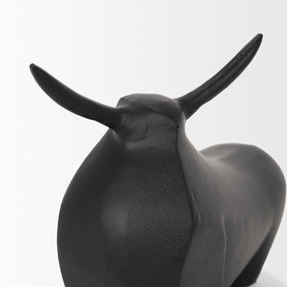 Radu Large Matte Black Metal Bull Decorative Object