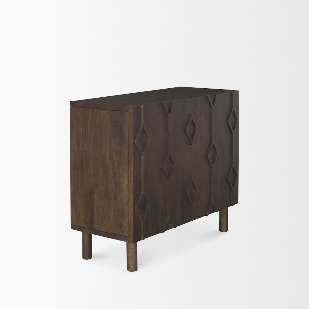 Heera Dark Brown Diamond Motif w/ Shelf Accent Cabinet