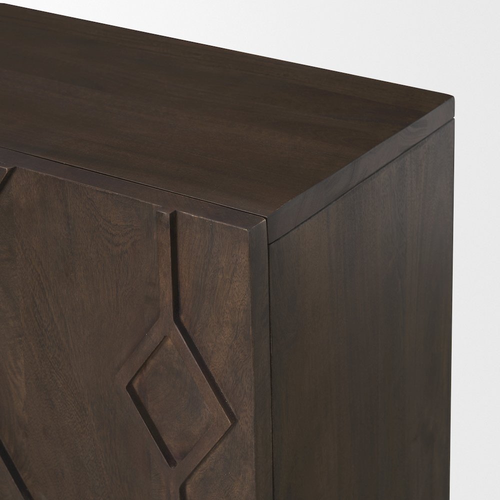 Heera Dark Brown Diamond Motif w/ Shelf Accent Cabinet