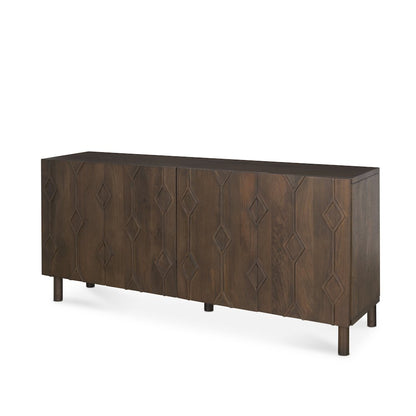 Heera Dark Brown Diamond Motif w/ Shelf Sideboard