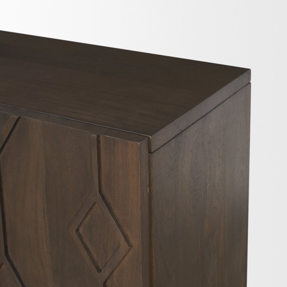 Heera Dark Brown Diamond Motif w/ Shelf Sideboard