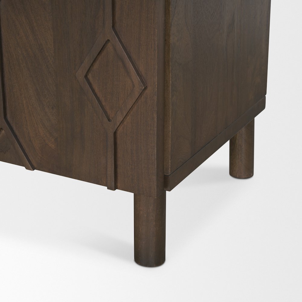 Heera Dark Brown Diamond Motif w/ Shelf Sideboard