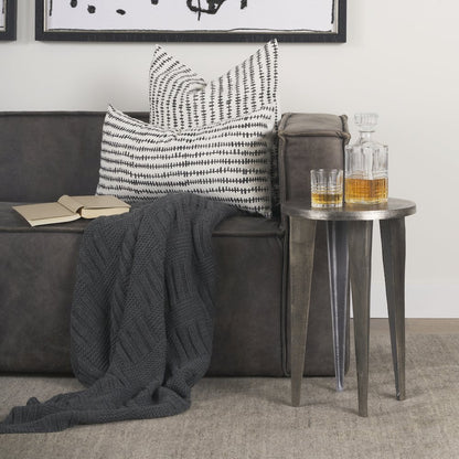 Maggie Textured Silver Nickel Cast Aluminum Metal Accent Table