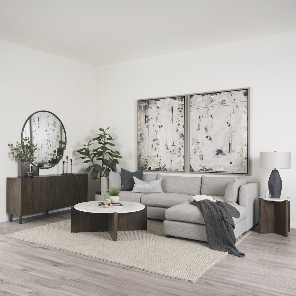 Heera Dark Brown Diamond Motif w/ Shelf Sideboard