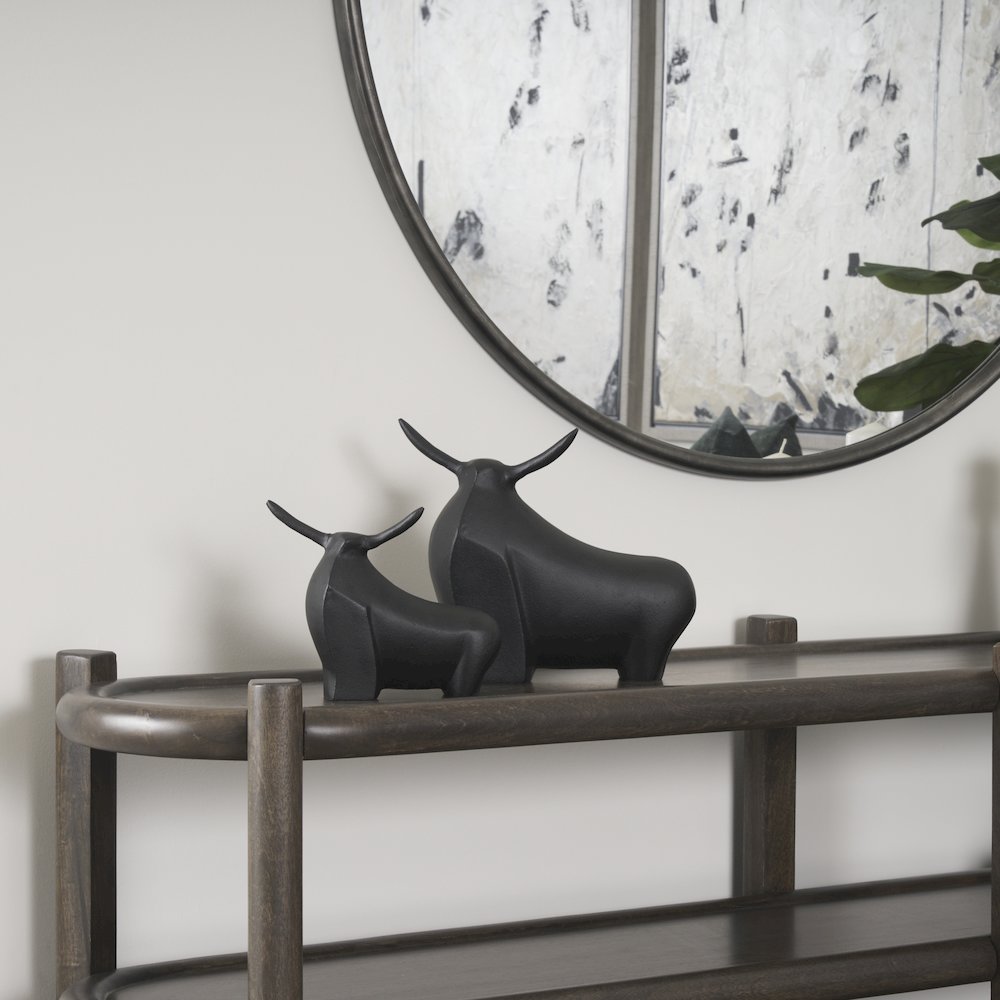 Radu Large Matte Black Metal Bull Decorative Object
