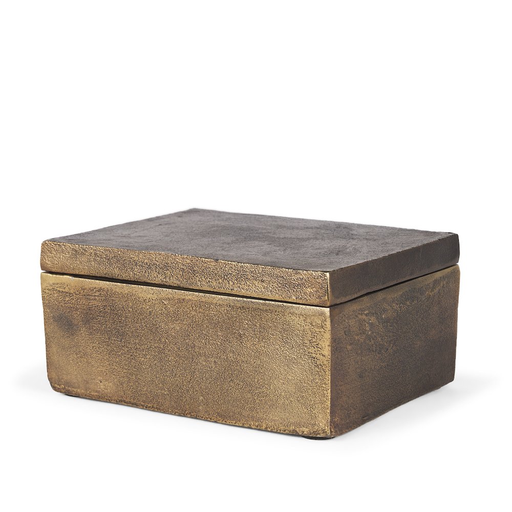 Porschia Large Antiqued Gold Metal Decorative Box