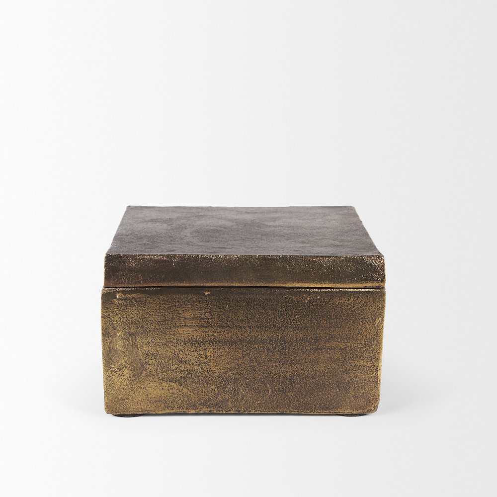 Porschia Large Antiqued Gold Metal Decorative Box