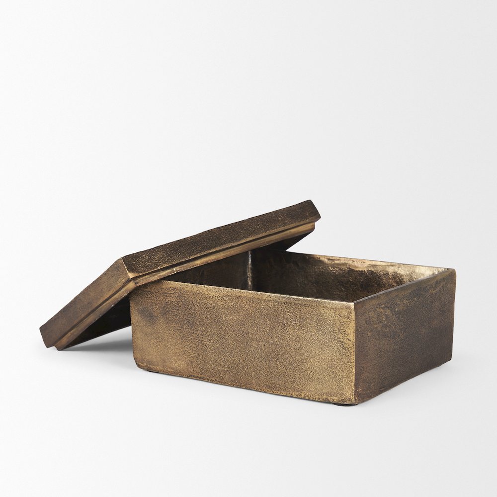 Porschia Large Antiqued Gold Metal Decorative Box