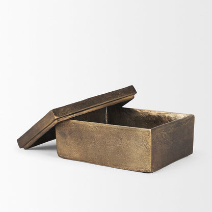 Porschia Large Antiqued Gold Metal Decorative Box