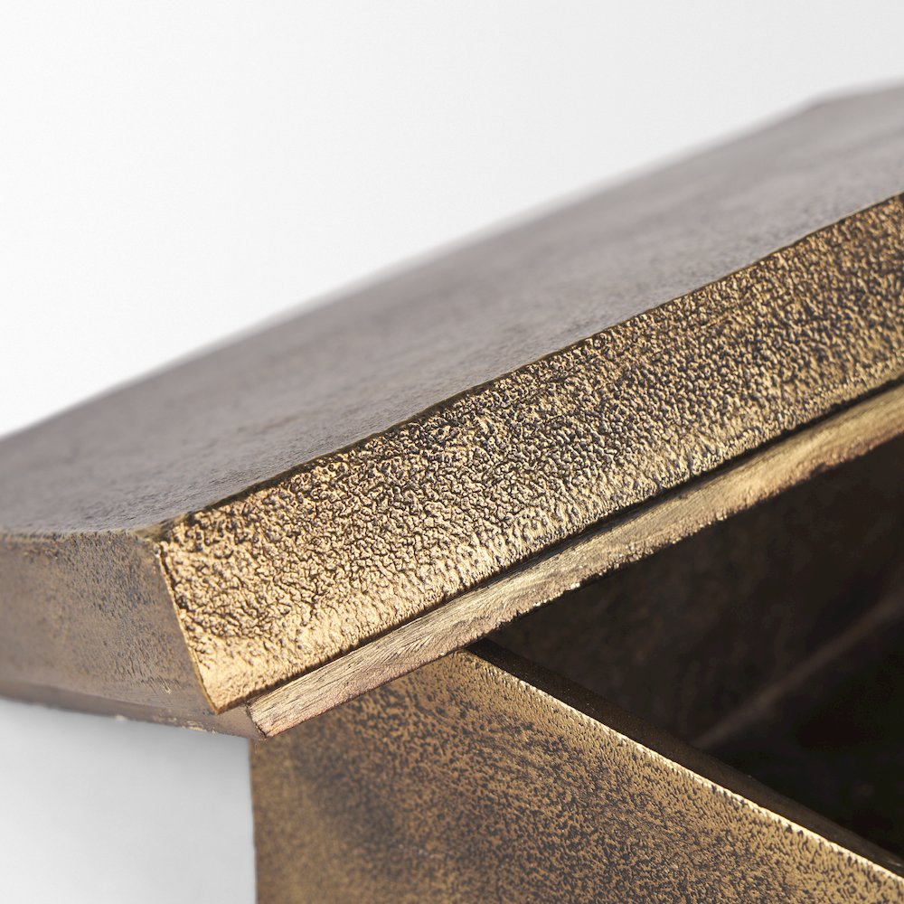 Porschia Large Antiqued Gold Metal Decorative Box