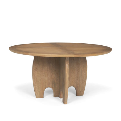 SonomBrown Solid Rubber Wood Round Oak Tabletop Dining Table