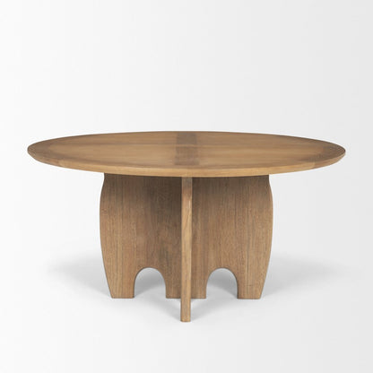 SonomBrown Solid Rubber Wood Round Oak Tabletop Dining Table