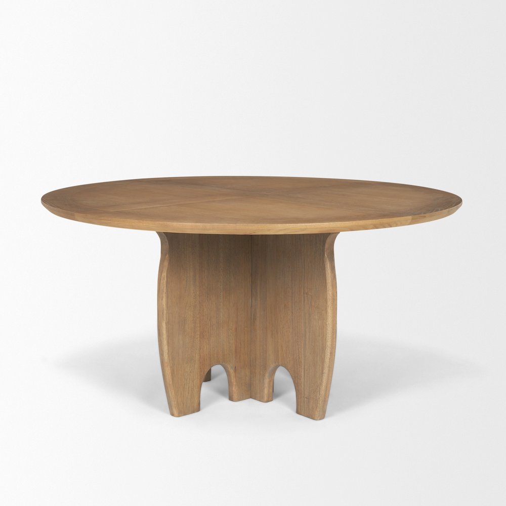 SonomBrown Solid Rubber Wood Round Oak Tabletop Dining Table