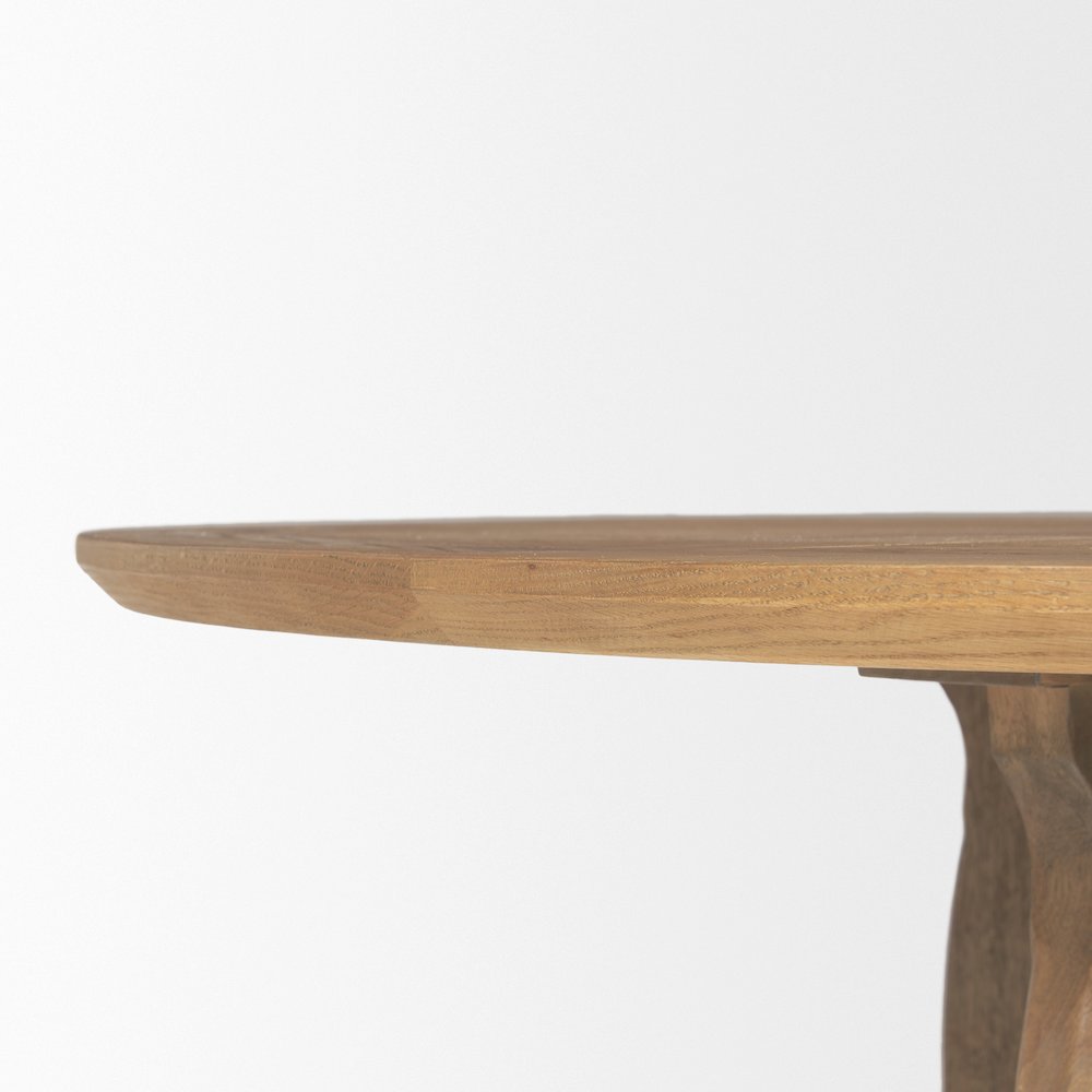 SonomBrown Solid Rubber Wood Round Oak Tabletop Dining Table