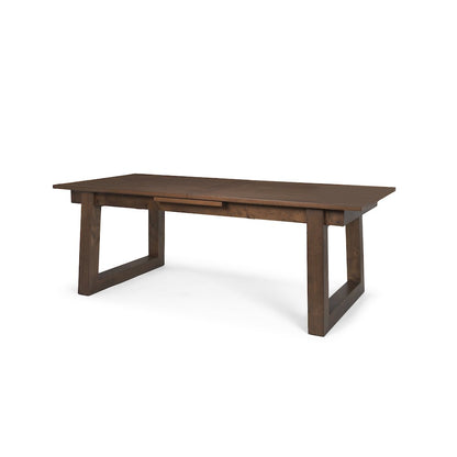 Takota Dark Brown Rectangular Oak Wood Birch Wood Legs Extendable Dining Table