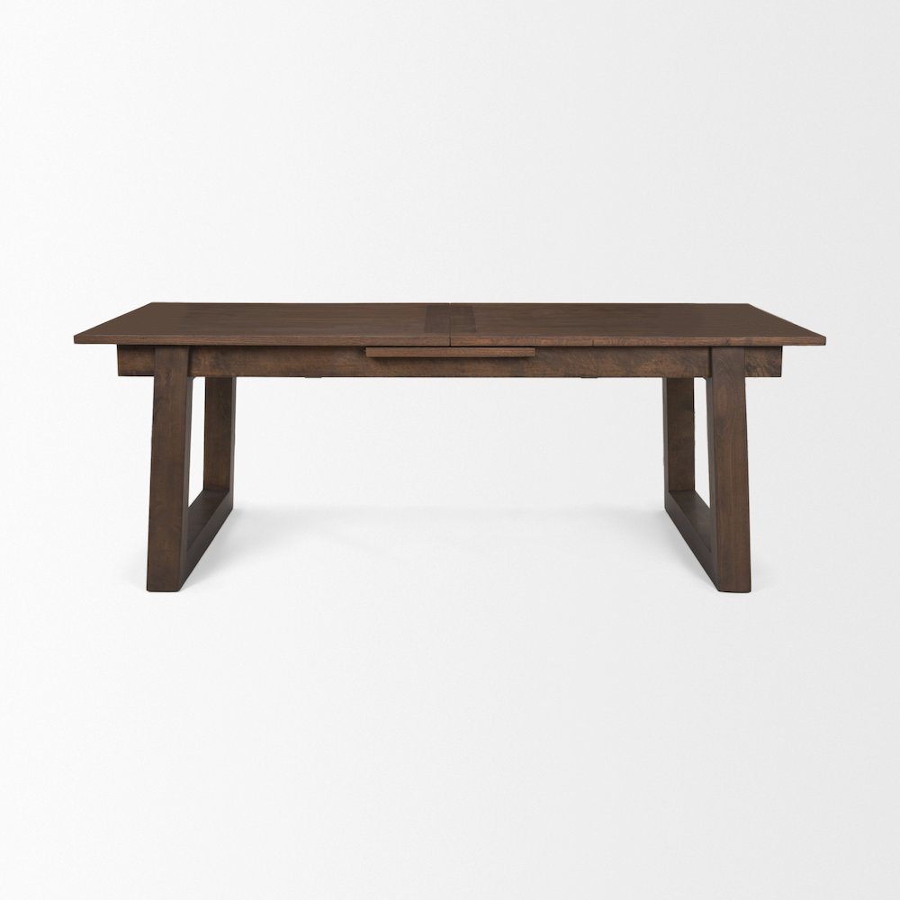 Takota Dark Brown Rectangular Oak Wood Birch Wood Legs Extendable Dining Table