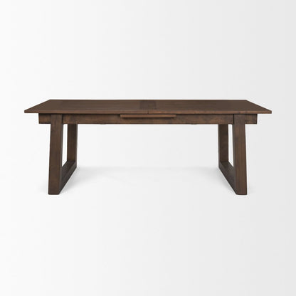 Takota Dark Brown Rectangular Oak Wood Birch Wood Legs Extendable Dining Table